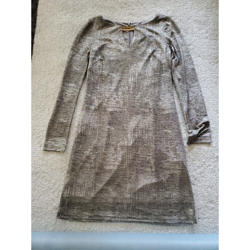 Vince Camuto Size 4 Long Sleeve Metallic Space Dye Keyhole Short Evening Dress